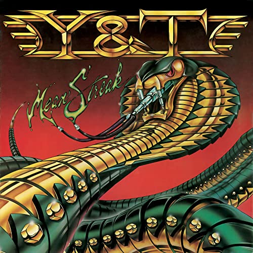 Y&T "Mean Streak" CD cover featuring a coiled, metallic cobra illustration.