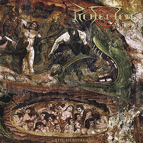 Protector album cover: dark fantasy art with figures and a dragon.