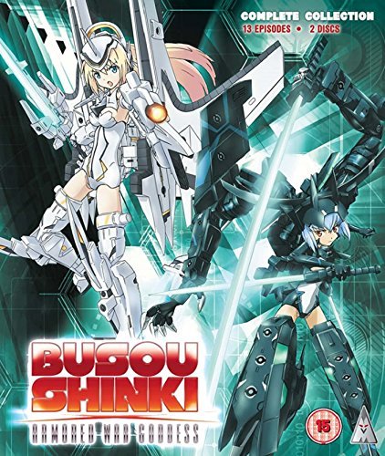 Anime cover art featuring two armored female characters against a teal digital background.