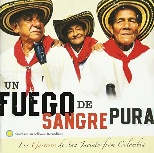 CD cover featuring three Colombian musicians in traditional hats and red scarves.