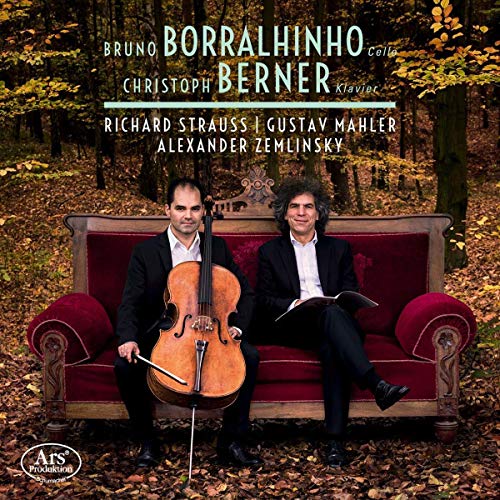 A CD cover featuring two men sitting on a red couch in a forest.