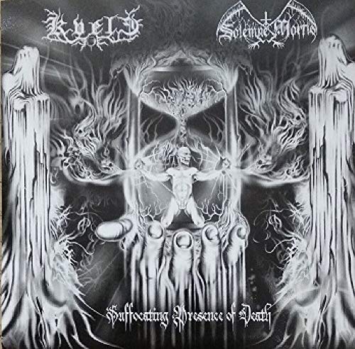 Dark album cover with a figure inside an hourglass, flanked by hands.