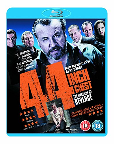 44 Inch Chest" Blu-ray cover featuring a group of men, dramatic lighting.