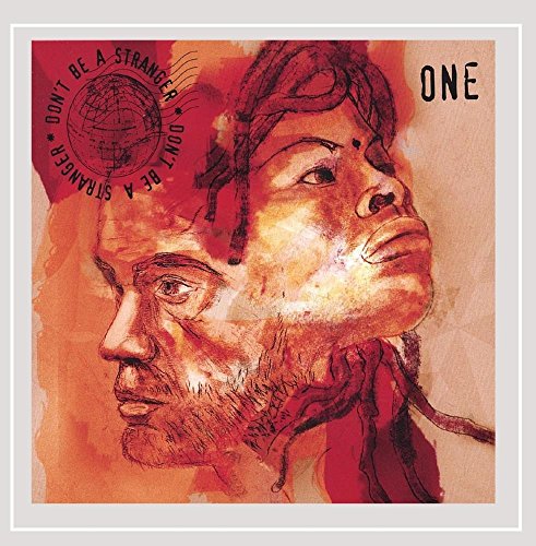 "Album cover with sketch of man's and woman's faces, orange background, and 'ONE' text."