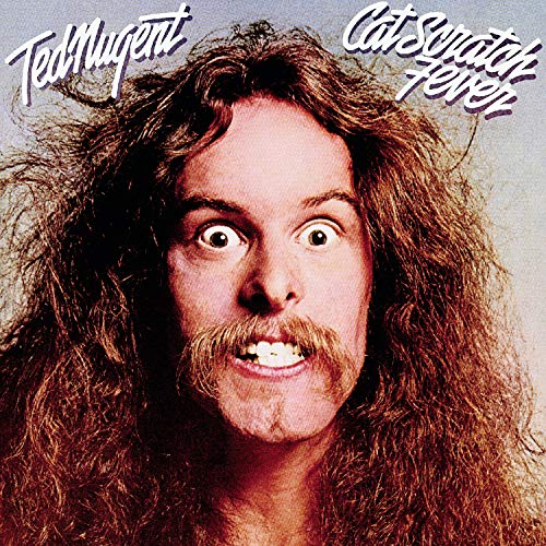 Album cover for Ted Nugent’s “Cat Scratch Fever” featuring a portrait.