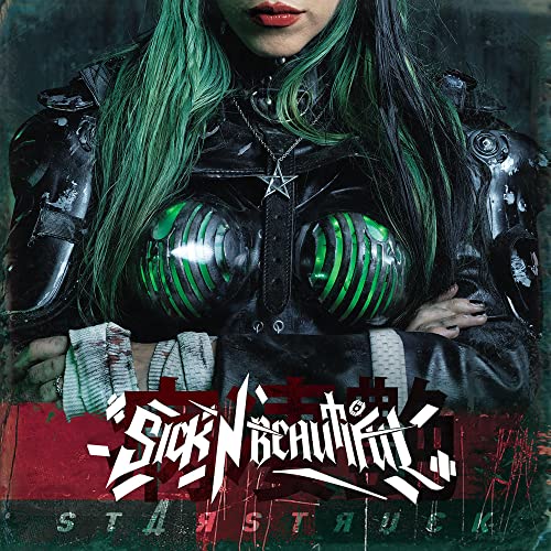 Woman with green hair in black leather, album cover for “Starstruck.”