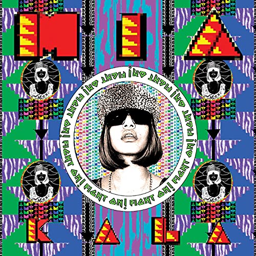 M.i.a. album cover, “Kala”, with portrait and colorful geometric patterns.
