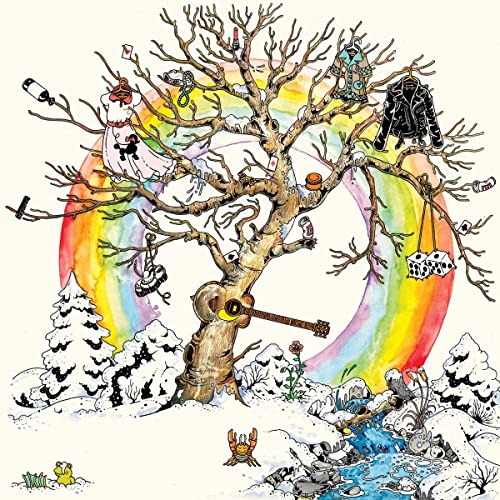 CD cover art: tree with hanging clothes, rainbow, and snowy landscape.