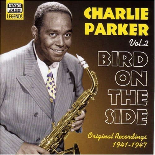 Album cover featuring Charlie Parker holding a saxophone, with text "Charlie Parker Vol. 2".