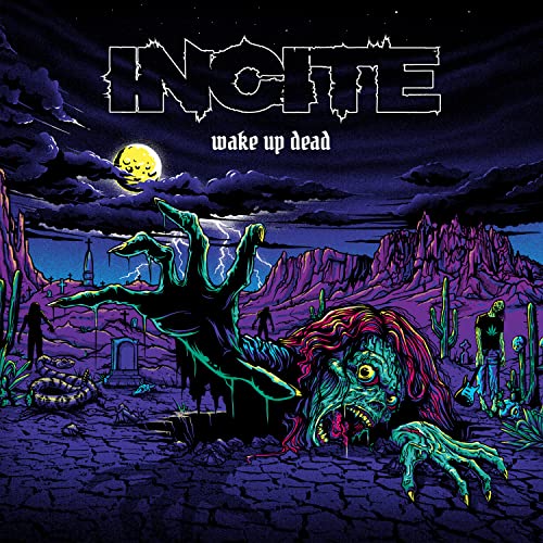 CD cover: Zombie rising from desert landscape under stormy, moonlit sky.