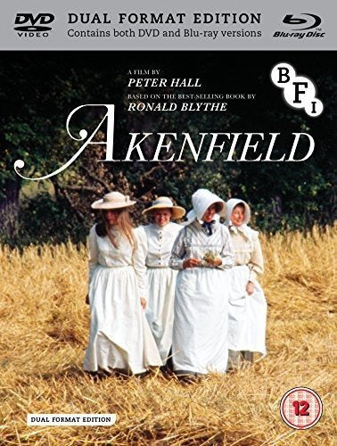 Akenfield Blu-ray cover: four women in white dresses in a wheat field.