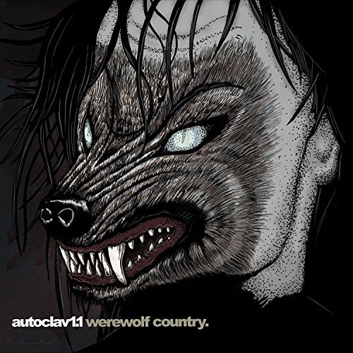 Close-up illustration of a snarling werewolf face, black and white sketch.