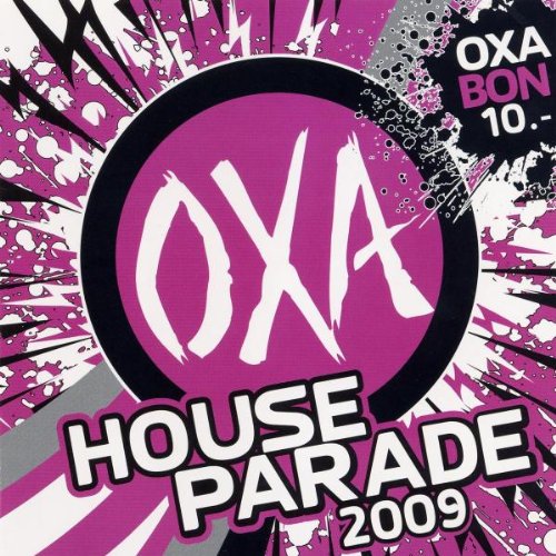 "Album cover with 'OXA' in white on a purple circle, surrounded by abstract splatters."