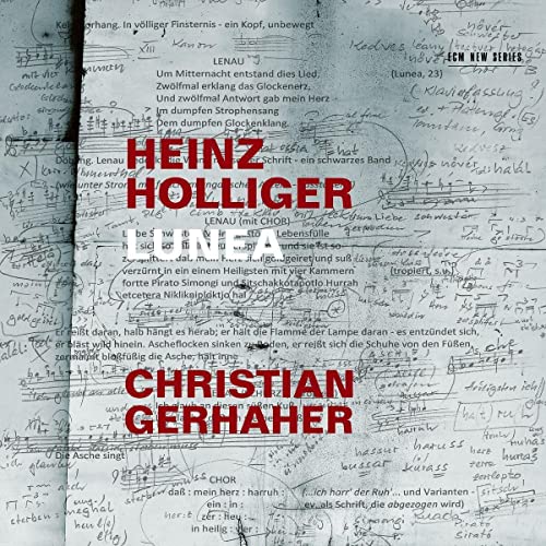CD cover for Heinz Holliger's "Lunea" with handwritten musical notes.