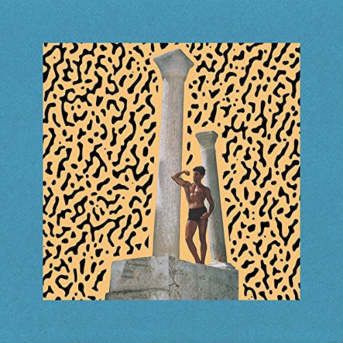 Album cover: man by a classical pillar on yellow patterned background.