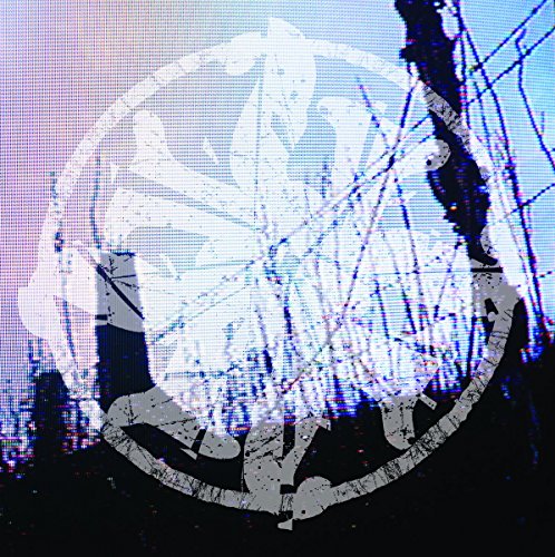 Distorted white skull graphic overlaid on a winter tree scene.