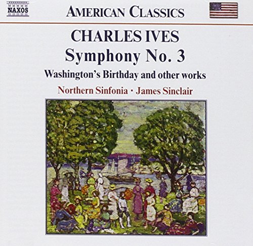 "CD cover featuring a painting of people in a park, with text describing the music."