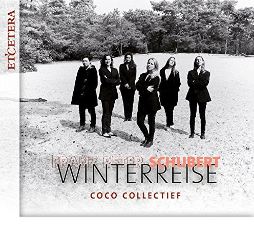 CD cover: six figures in black stand in a wintry landscape.