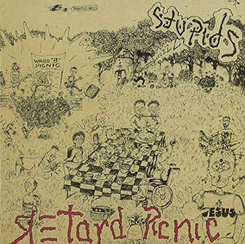 Hand-drawn CD cover for "Retard Picnic" by The Stupids, chaotic picnic scene.