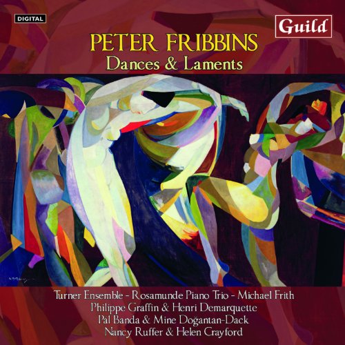 CD cover with abstract dancers and "Peter Fribbins Dances & Laments" in yellow text.