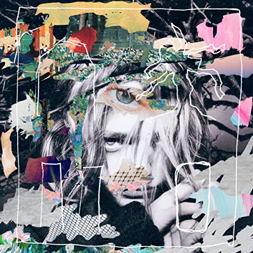 Collage-style album art featuring a person's face, a large eye, and abstract colorful shapes.