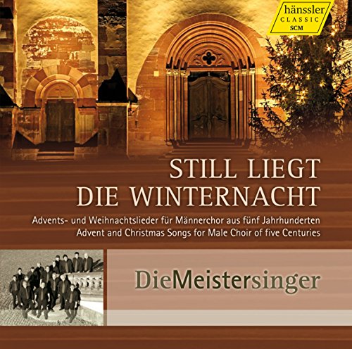 "CD cover with church image, choir photo, and title 'Still liegt die Winternacht'."