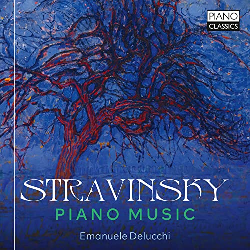 CD cover for Stravinsky piano music featuring a dark, bare tree.