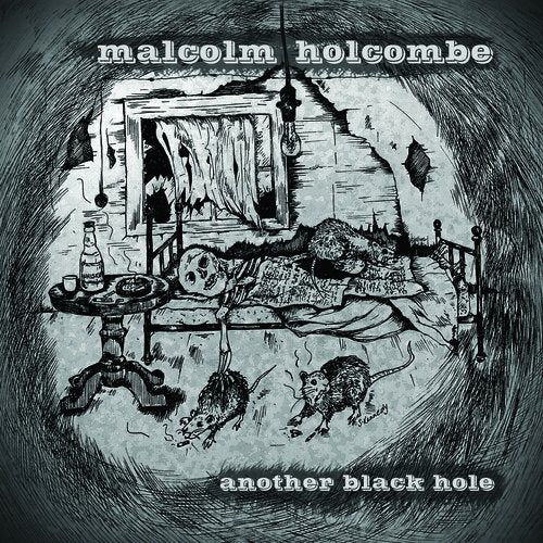 "Album cover with dark, sketchy illustration of a dimly lit, disheveled room."