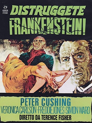 DVD cover for "Frankenstein Must Be Destroyed" featuring Peter Cushing.