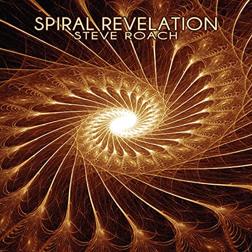 CD cover for Steve Roach’s “Spiral Revelation” with a golden spiral design.