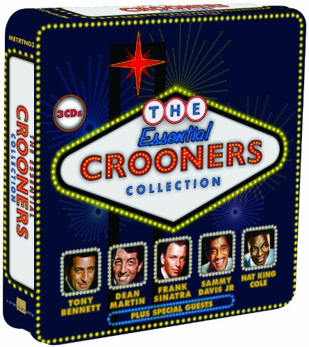 "CD cover with 'The Essential Crooners Collection' title and five male singer portraits."