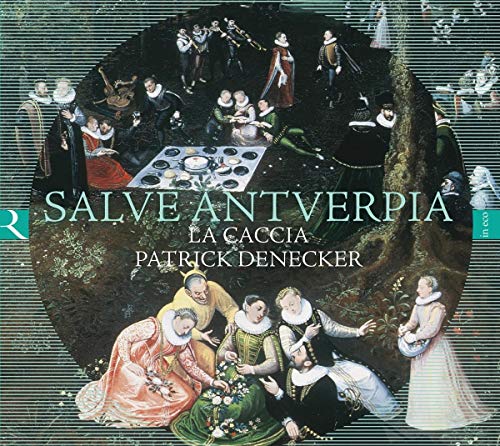 "CD cover art featuring Renaissance-era people gathered in a forest, with text overlay."