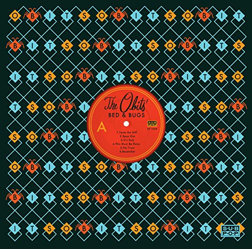Vinyl record for "The Obits - Bed & Bugs" with patterned label.