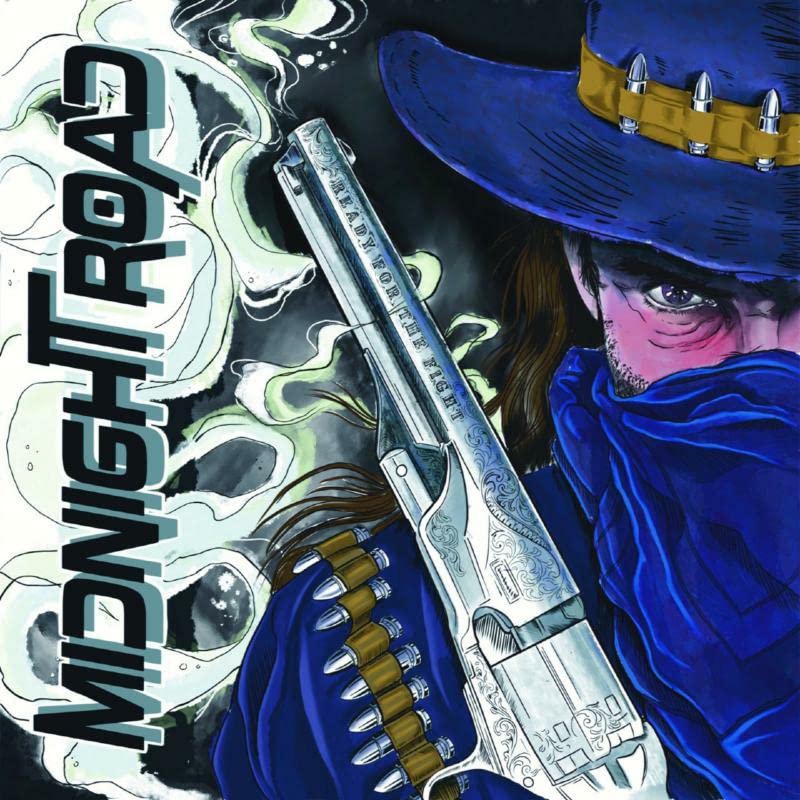 CD cover: illustrated gun, skull, and text on a dark blue background.
