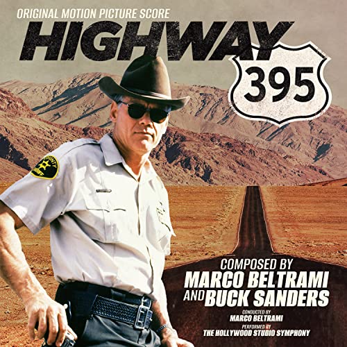 CD cover for "Highway 395" soundtrack featuring a sheriff and desert landscape.