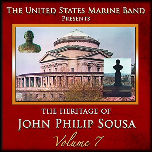 Red album cover with building image and busts, titled "The Heritage of John Philip Sousa".