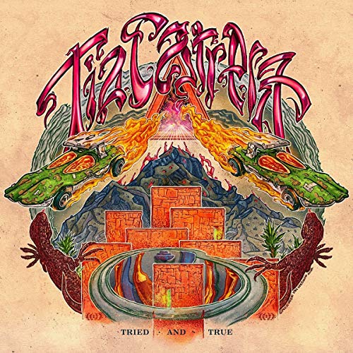 CD cover for Tia Carrera's "Tried And True" with cars and mountains.
