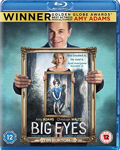 Blu-ray cover for "Big Eyes" featuring a man holding a painting of a girl.