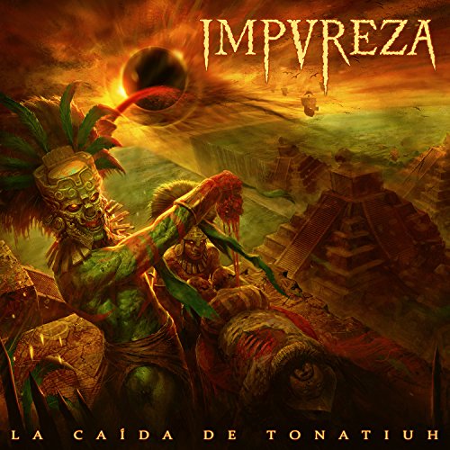 "Album cover art featuring a green warrior and pyramid with celestial body."