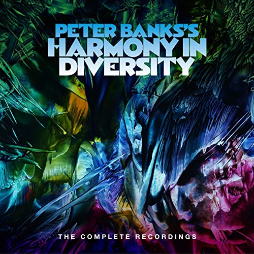 "Album cover with abstract, multicolored design and text 'Peter Banks's Harmony In Diversity'."