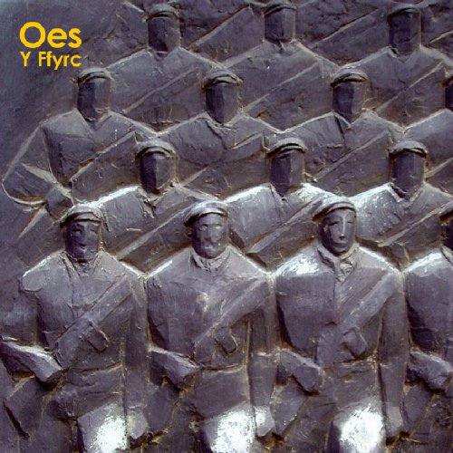 "CD cover featuring a dark, metallic sculpture of soldiers in uniform."