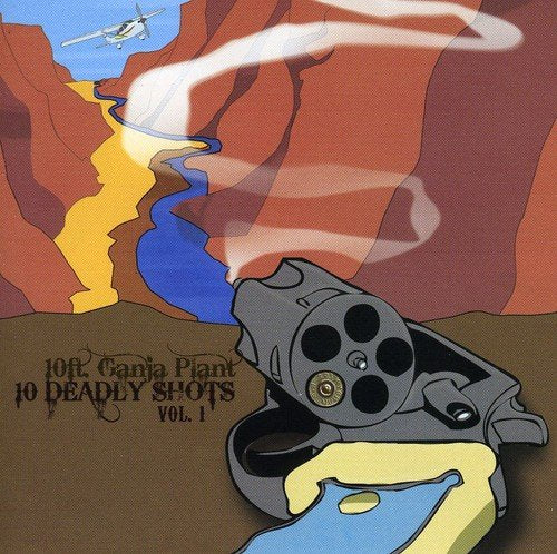 CD cover: desert landscape, smoking gun, airplane, and text "10ft Ganja Plant".