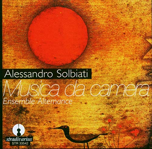"CD cover with red circle, bird, and flowers on textured orange background."