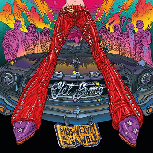 "Album cover featuring a person in red pants standing on a car's front grille."