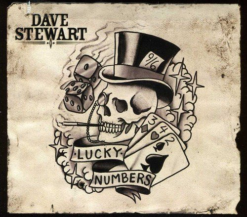 "Album cover art featuring a skull wearing a top hat, surrounded by playing cards."