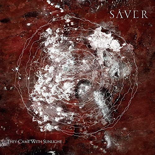 Saver album cover: abstract red texture with white circular design.