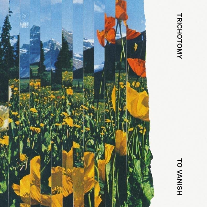 CD cover with fragmented landscape and floral imagery, text “Trichotomy - To Vanish”.