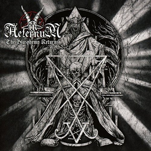 Black and white album cover with demonic imagery and occult symbols.