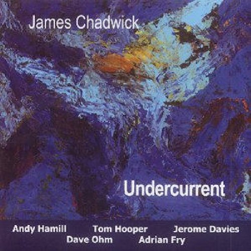 The image depicts a CD cover with an abstract blue and orange background.