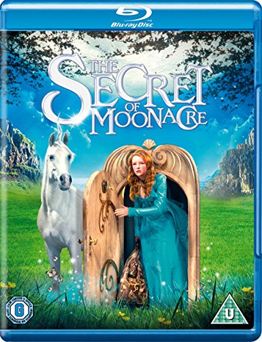The Secret of Moonacre" Blu-ray cover featuring a girl and a white horse.